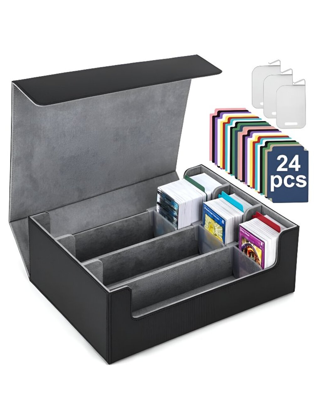 Card Deck Case for Trading Cards 1800+, MTG Card Storage Box, Leather Magnetic
